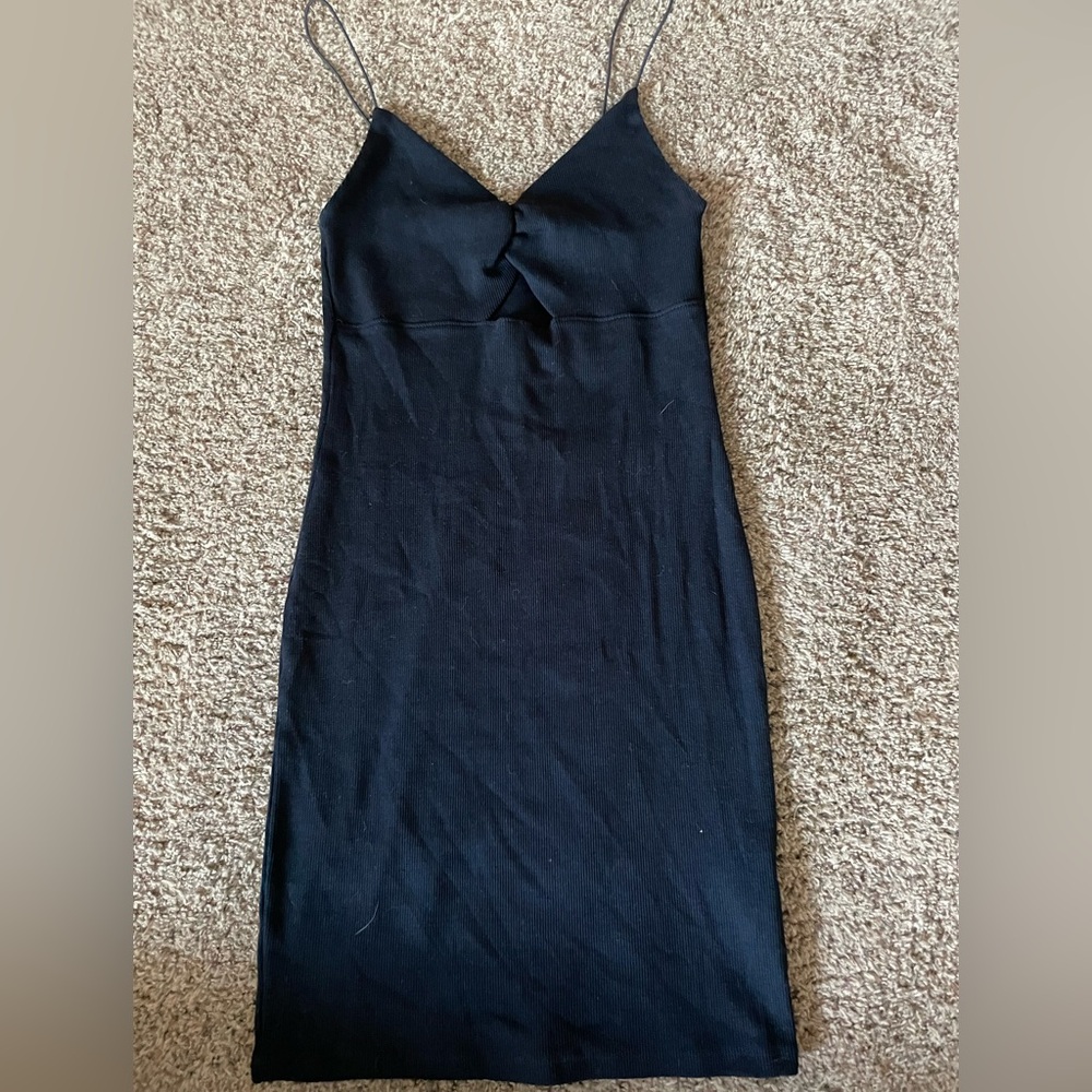Zara Black Knotted Rib Dress